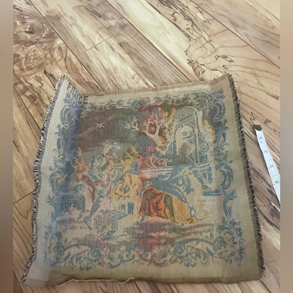 Vintage French Tapestry with Pastoral Scene wall hanging